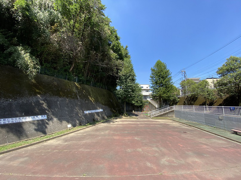 公園グラウンド里山側からみた景色