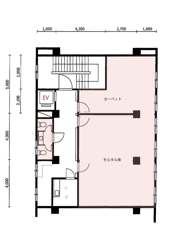 全体図です。107㎡で独立したスペースです。