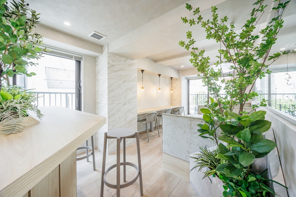 ６階：ラウンジ（緑も多く、でベランダもあり、落ち着くスペースになってます）